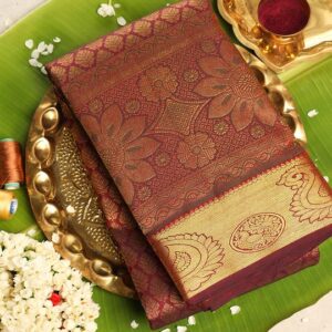 Cinnamon brown kanchivaram silk saree