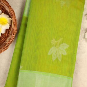 Lime green silk cotton saree