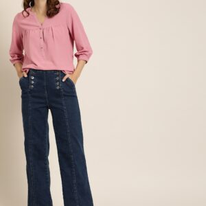 Pink Solid Pleated Shirt Style Top